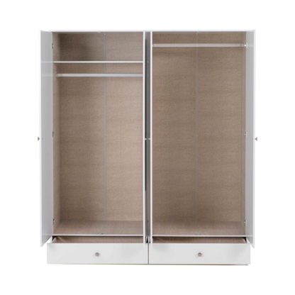 Denver 4 Door 2 Drawer Mirrored Wardrobe – White Gloss