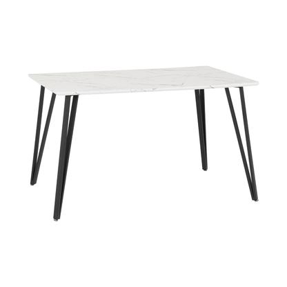 Marlow & Sheldon Dining Set - White Marble/Grey Boucle (4 Chairs)
