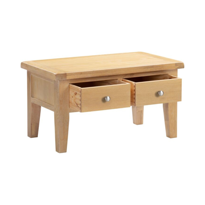 Windsor 2 Drawer Coffee Table - Natural Oak, Classic Design