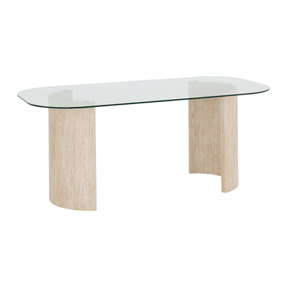 Modena & Quebec Dining Set - Cream/Brown PU (4 Chairs)