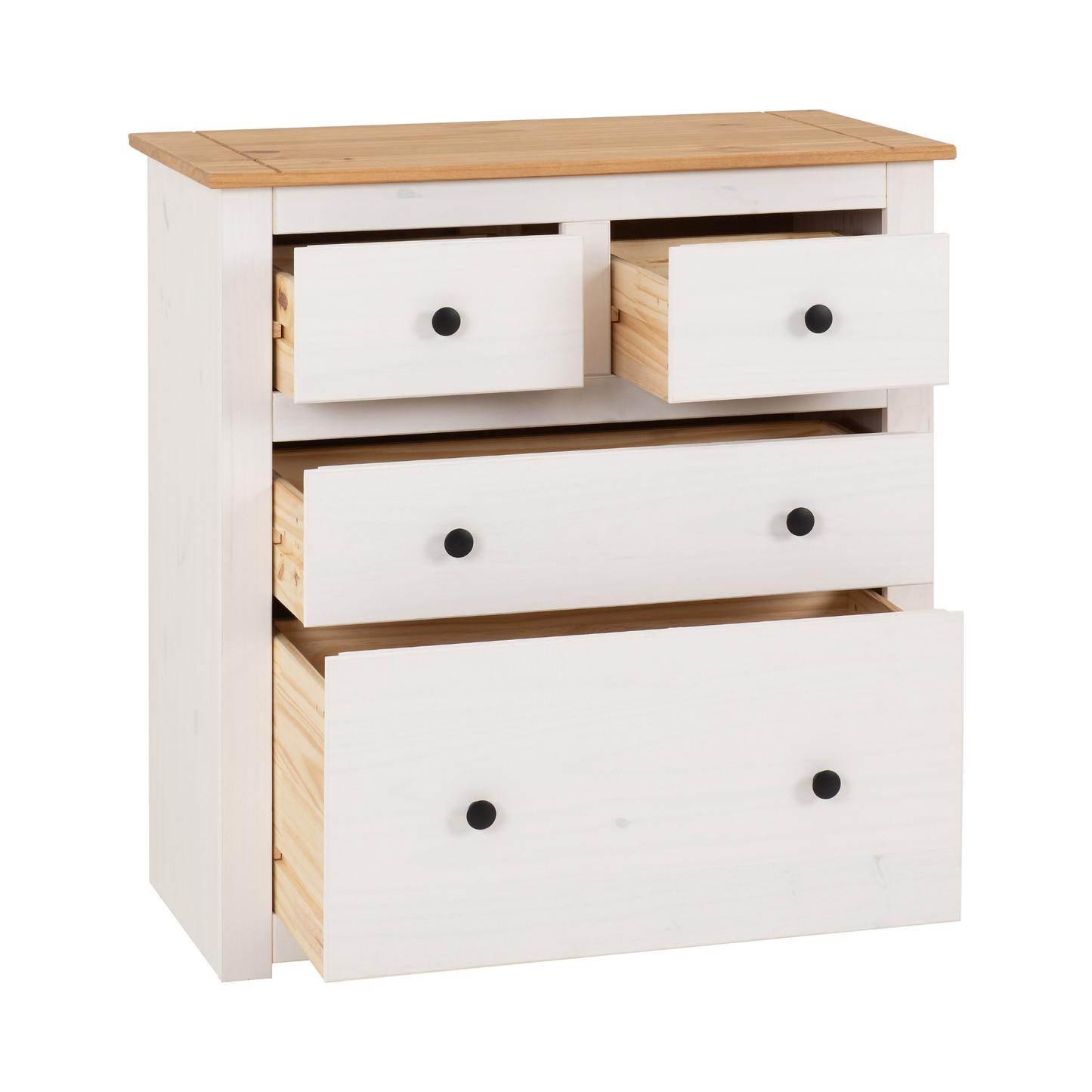Panama 2+2 Drawer Chest - White/Natural Wax