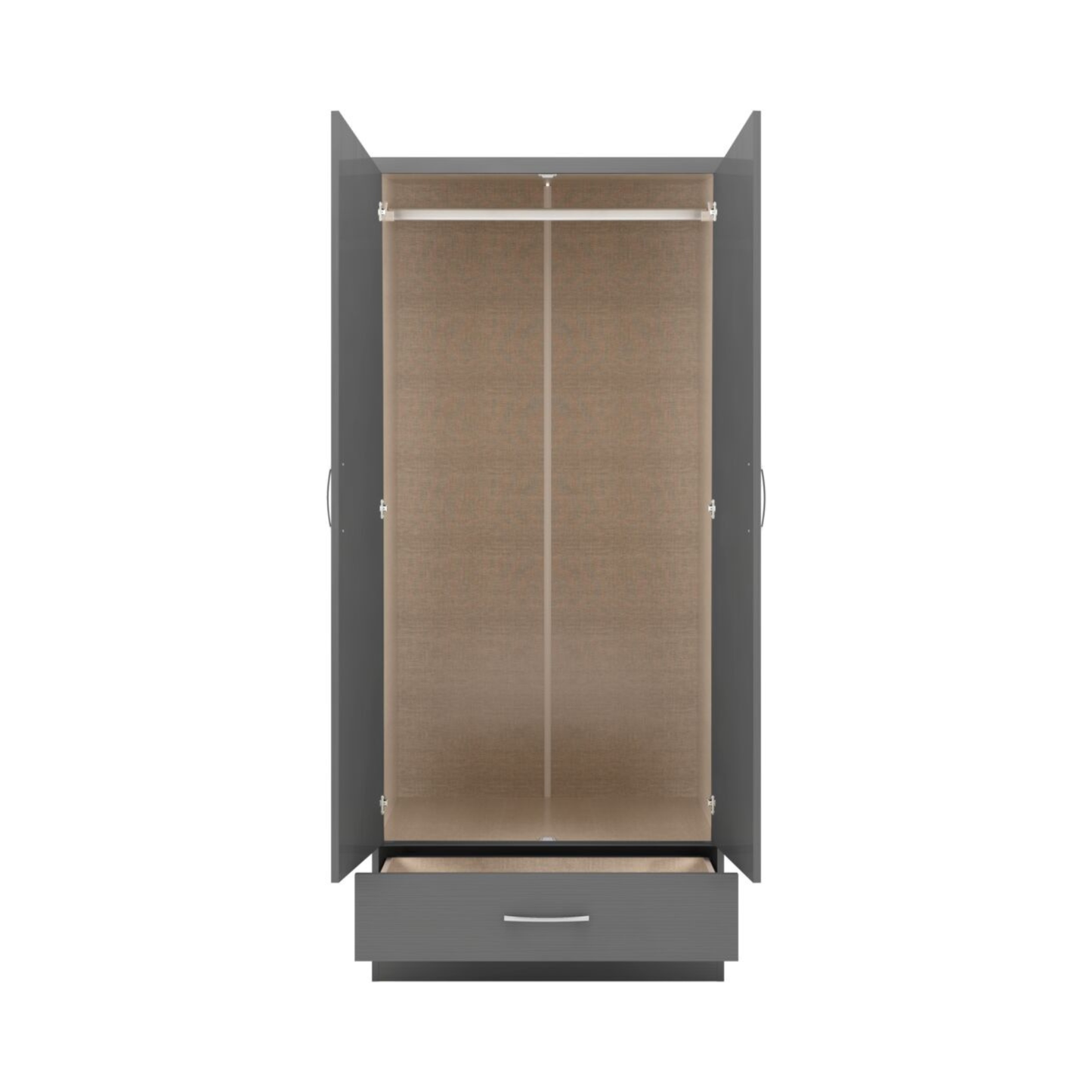 Nevada 2 Door 1 Drawer Wardrobe – 3D Grey Effect