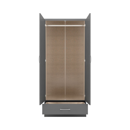 Nevada 2 Door 1 Drawer Wardrobe – 3D Grey Effect