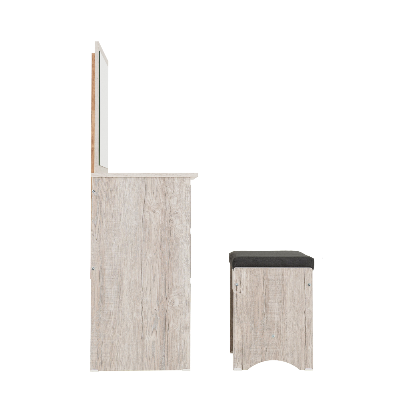Malvern 3 Drawer Dressing Table Set - Urban Snow/Steel Fabric