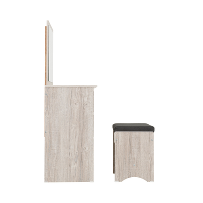 Malvern 3 Drawer Dressing Table Set - Urban Snow/Steel Fabric