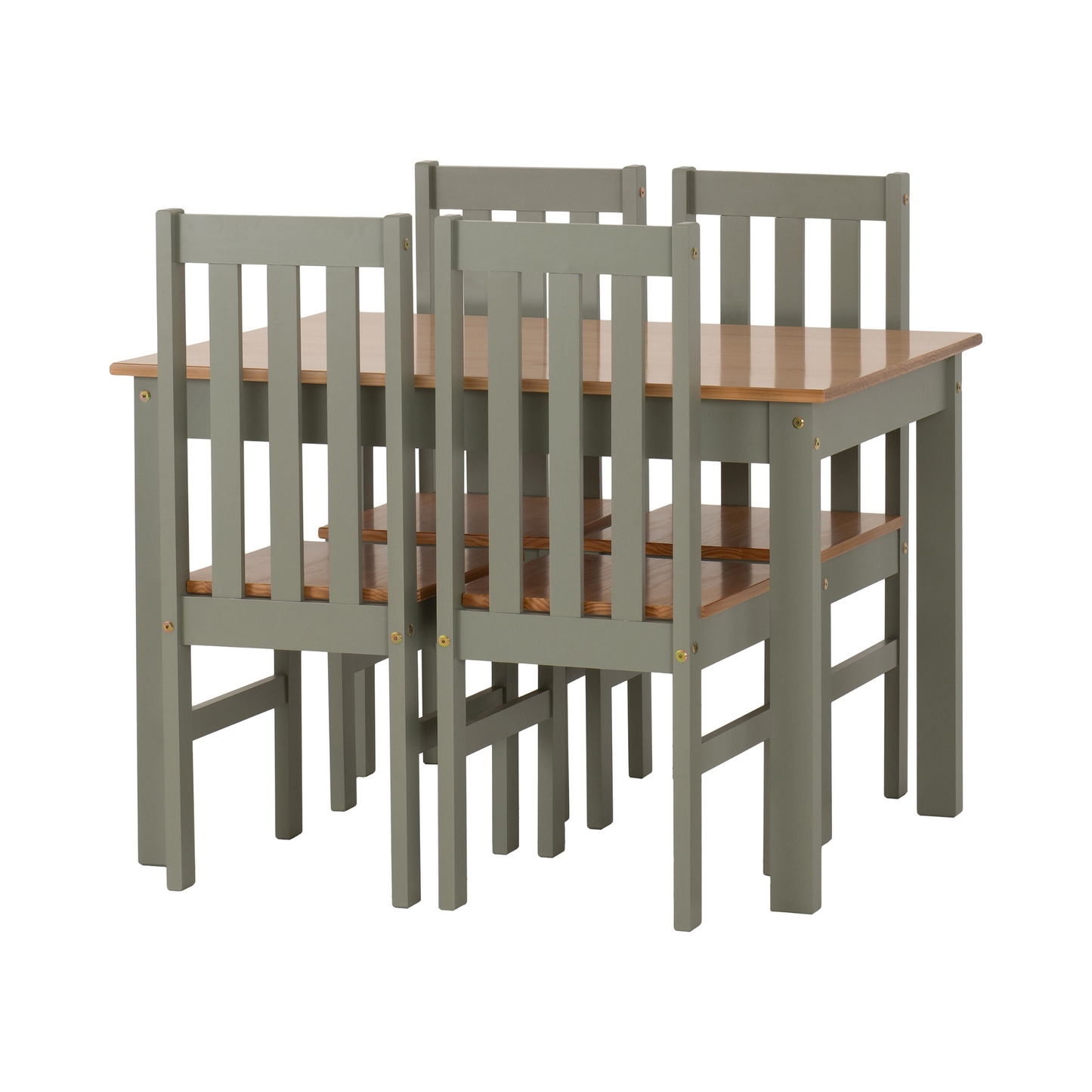 Ludlow 1+4 Dining Set - Green/Oak Effect