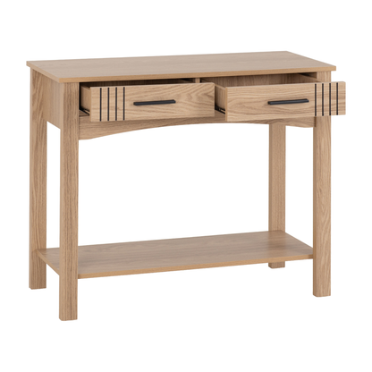 Tessa 2 Drawer Console Table - Natural Oak Effect