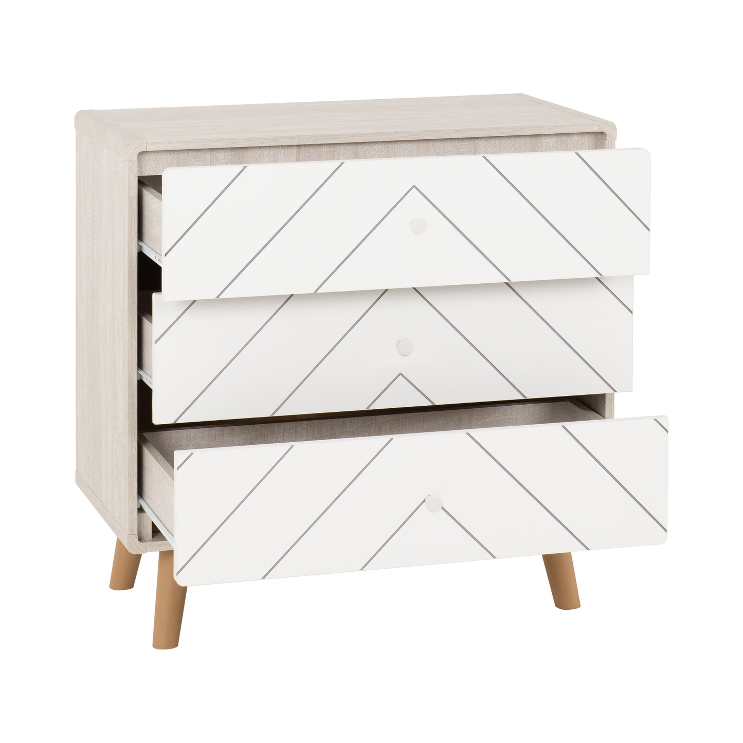 Dixie 3 Drawer Chest – Dusty Grey/White, Stylish Bedroom Storage