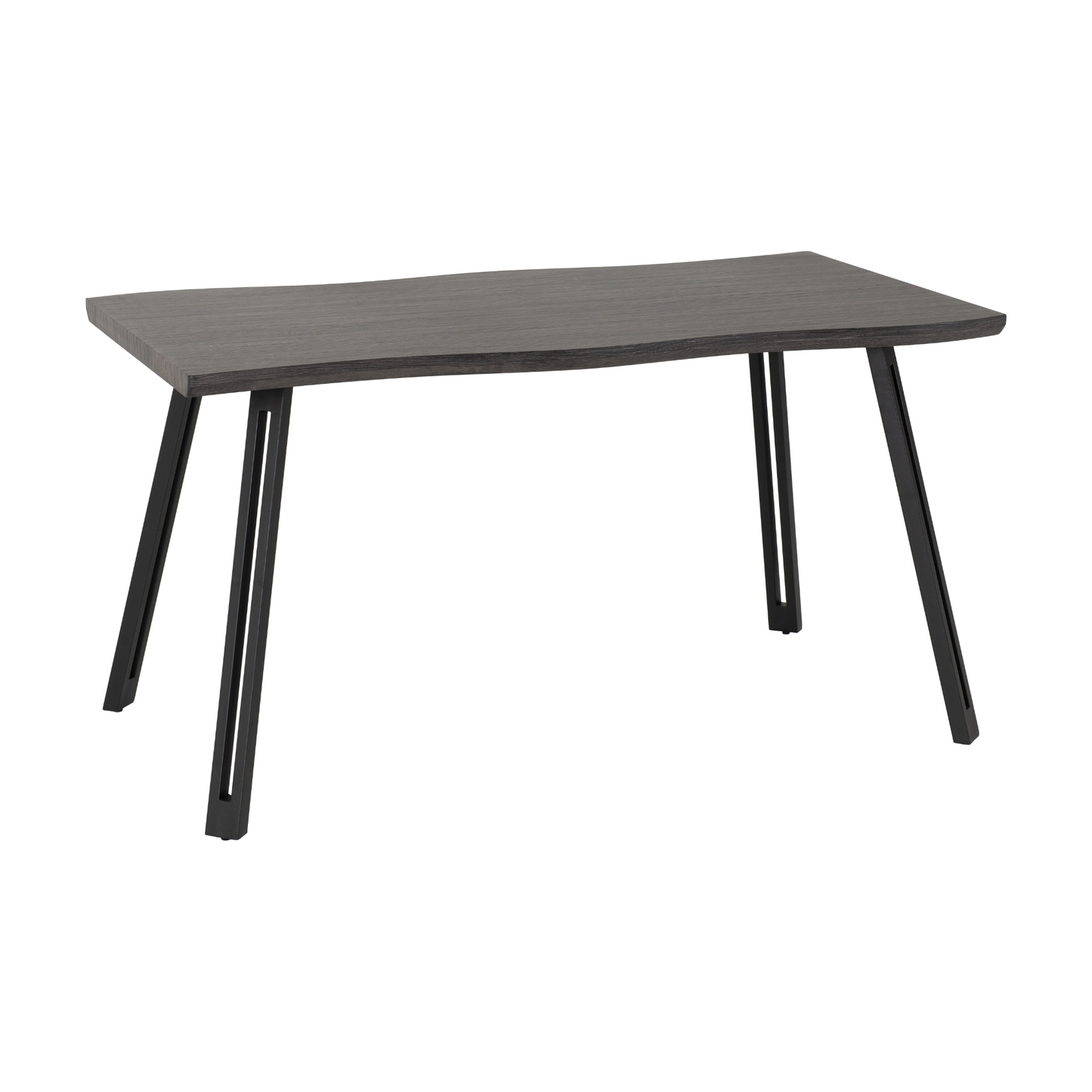 Quebec Wave Edge Dining Set - Black Wood Grain/Grey Faux Leather