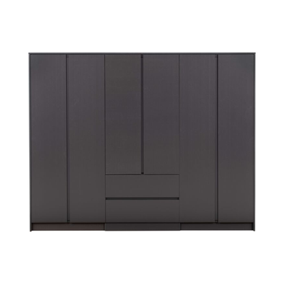 Malvern 6 Door 2 Drawer Wardrobe – Grey Modern Storage
