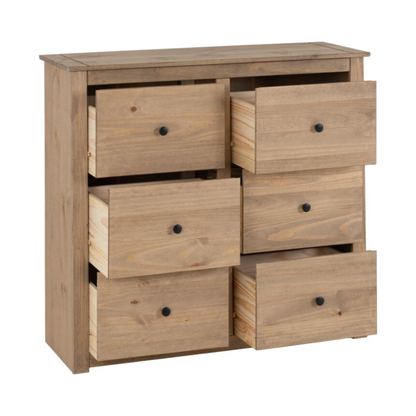 Panama 6 Drawer Chest - Natural Wax Pine
