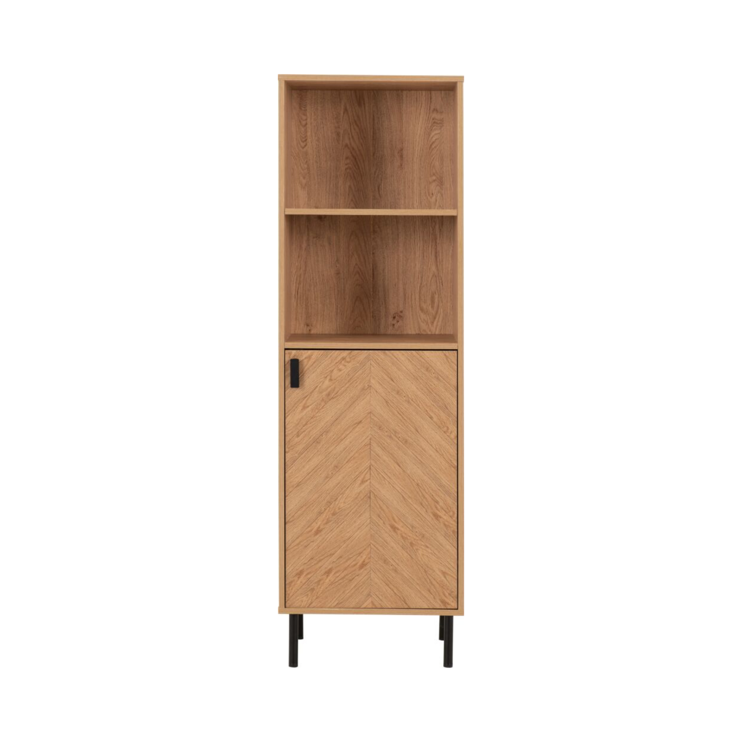 Leon 1 Door 2 Shelf Cabinet – Medium Oak Effect Storage Unit