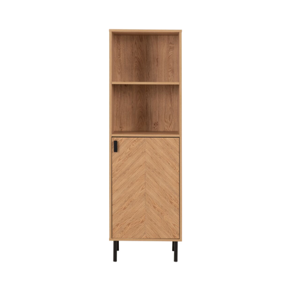Leon 1 Door 2 Shelf Cabinet – Medium Oak Effect Storage Unit