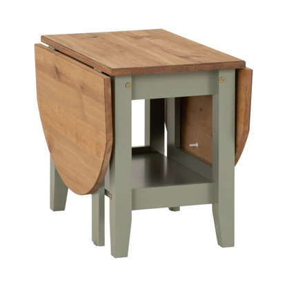 Santos Drop Leaf Coffee Table - Green Distressed Waxed Pine, Space-Saving Design