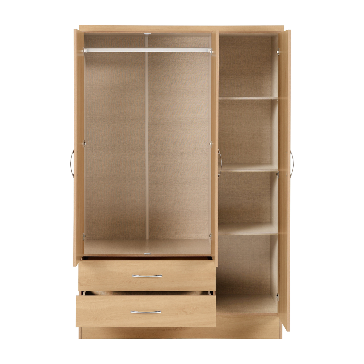 Nevada 3 Door 2 Drawer Wardrobe - Sonoma Oak Effect