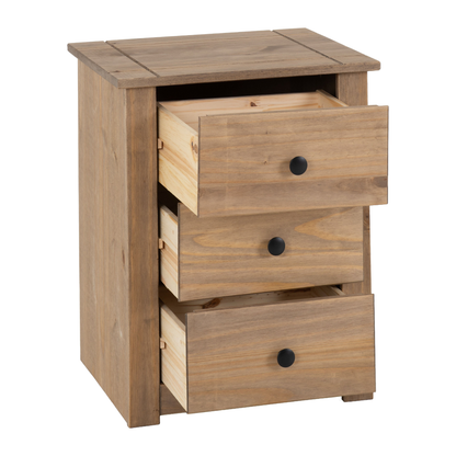 Panama 3 Drawer Bedside – Natural Wax Storage
