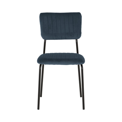 Sheldon Dining Chair Set - Navy Blue Velvet Fabric (Pack of 4)