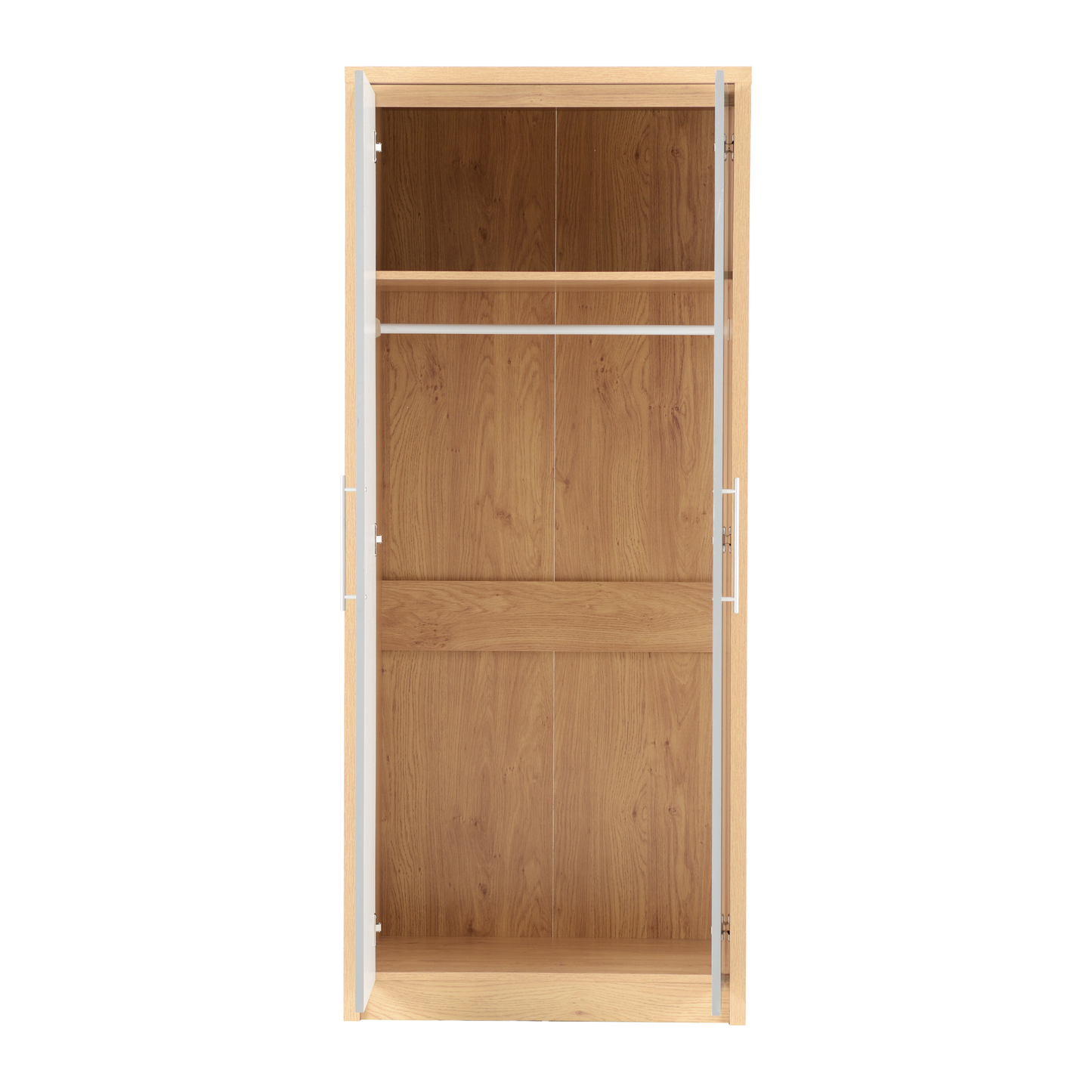 Seville 2 Door Wardrobe - Grey Gloss/Oak Veneer