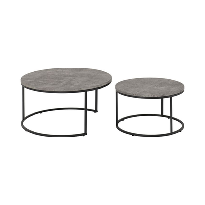 Athens Round Coffee Table Set - Concrete Effect
