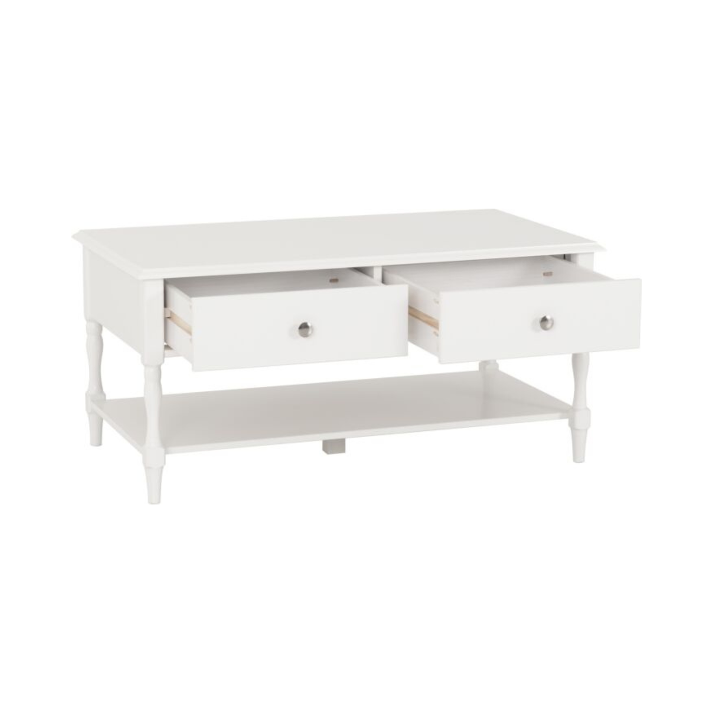 Stratford 2 Drawer Coffee Table - White, Modern Storage Design