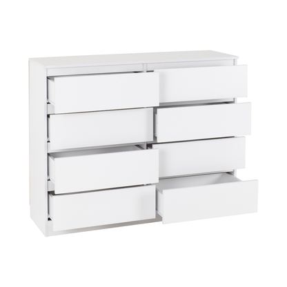 Malvern 8 Drawer Chest – White, Modern Storage Solution