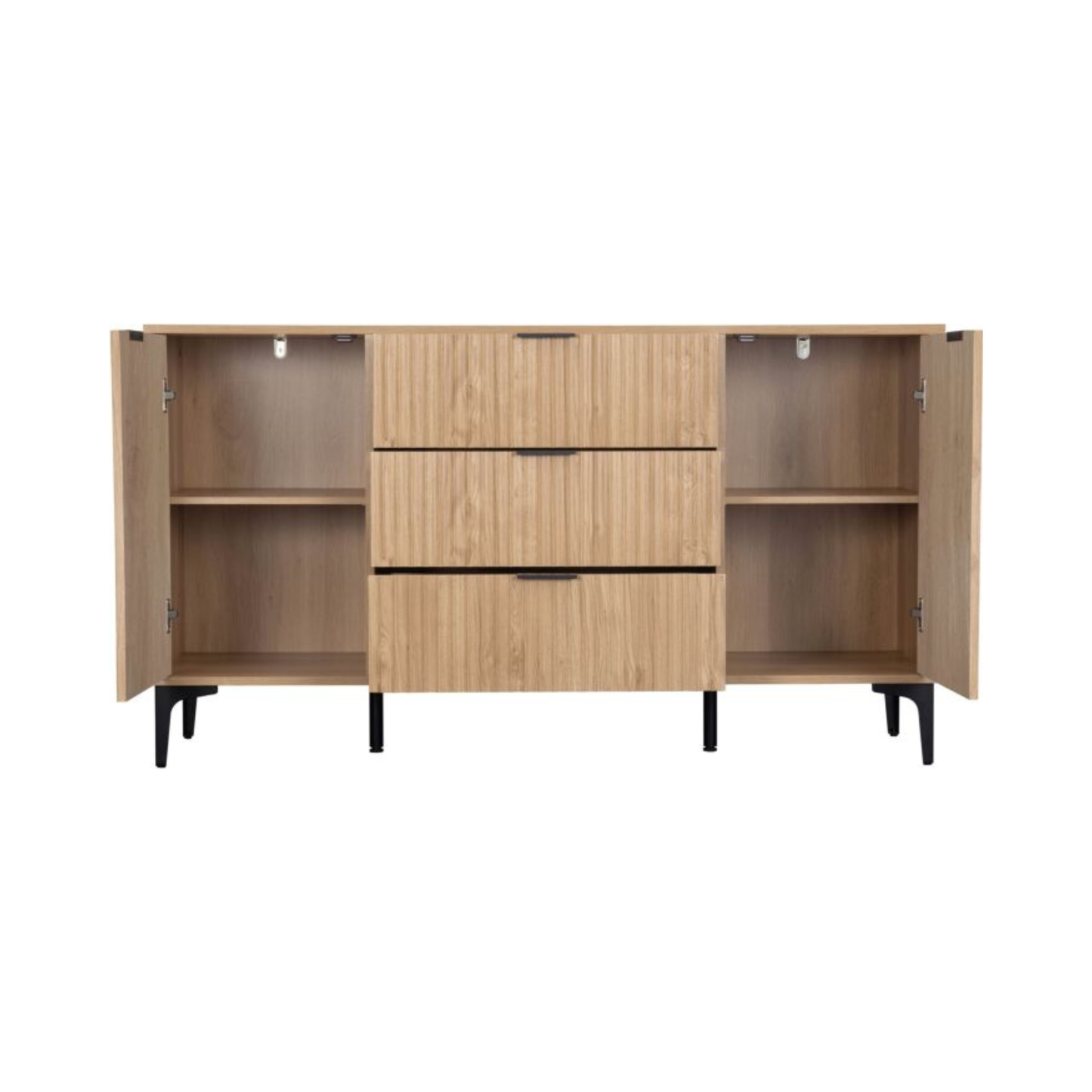 Miami 2 Door 3 Drawer Sideboard – Oak Effect/Black