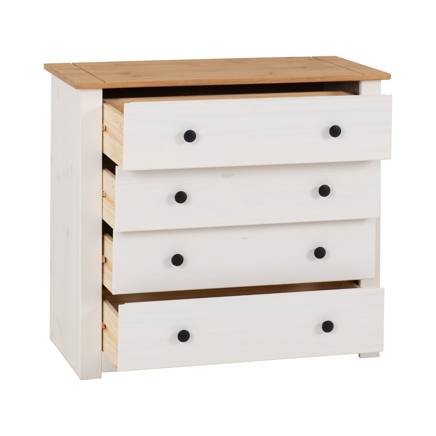 Panama 4 Drawer Chest - White/Natural Wax