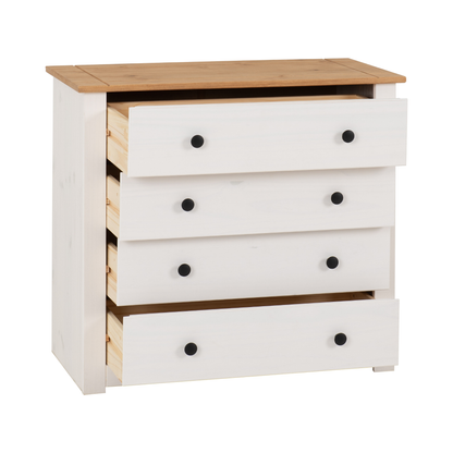 Panama 4 Drawer Chest - White/Natural Wax