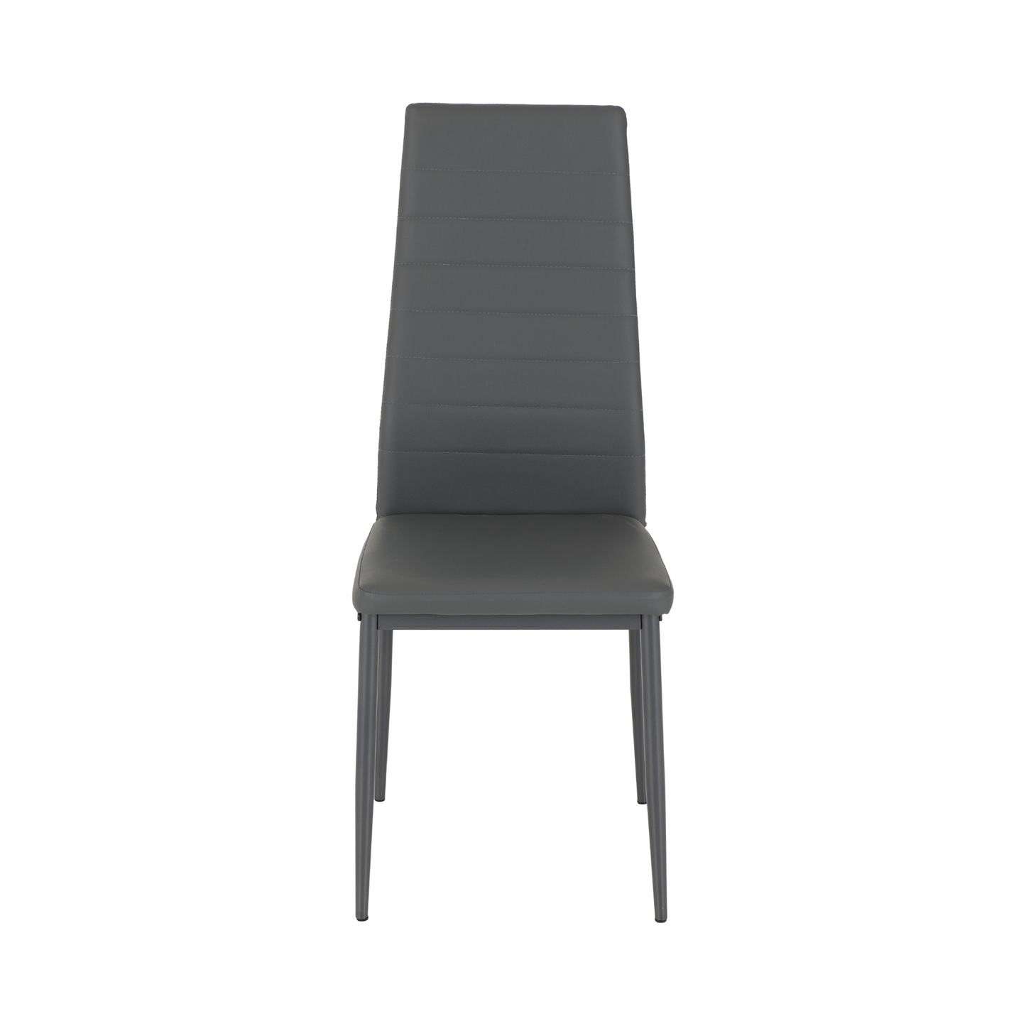 Abbey Small Dining Set (4 Chairs) - Clear Glass/Grey Faux Leather
