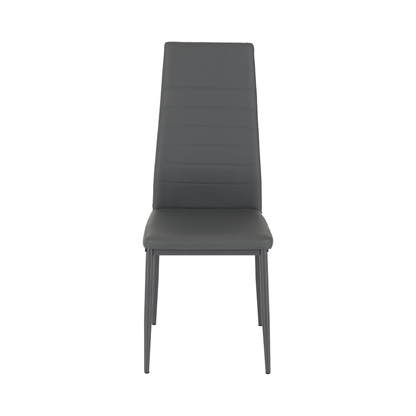 Abbey Small Dining Set (4 Chairs) - Clear Glass/Grey Faux Leather