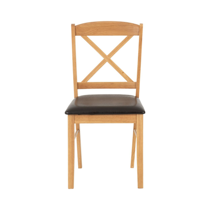Mason Dining Chair - Oak Varnish/Brown PU (Set of 2)