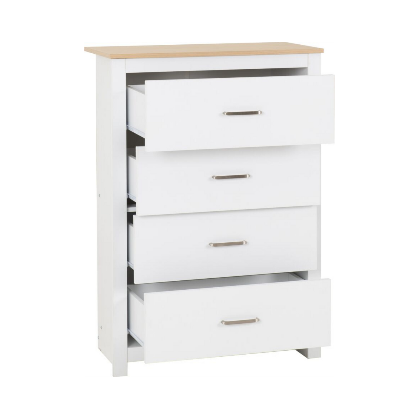 Portland 4 Drawer Chest - White/Oak Effect