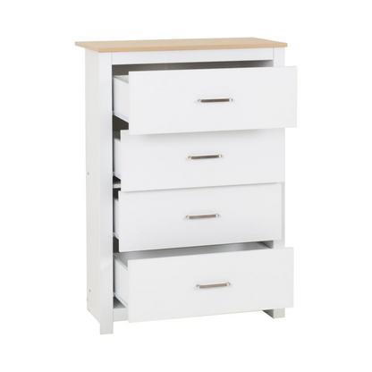 Portland 4 Drawer Chest - White/Oak Effect