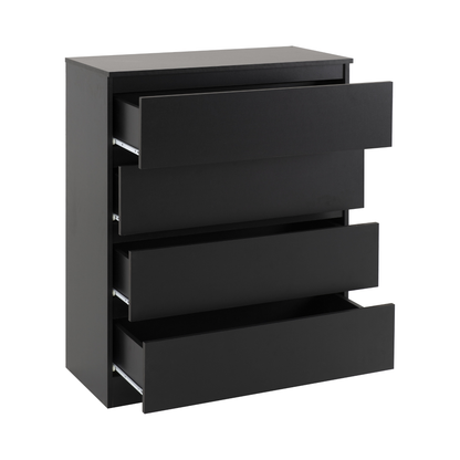Malvern 4 Drawer Chest – Black, Stylish and Practical Storage