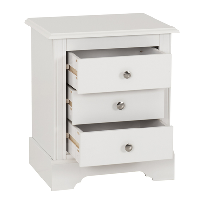 Stratford 3 Drawer Bedside – White Storage