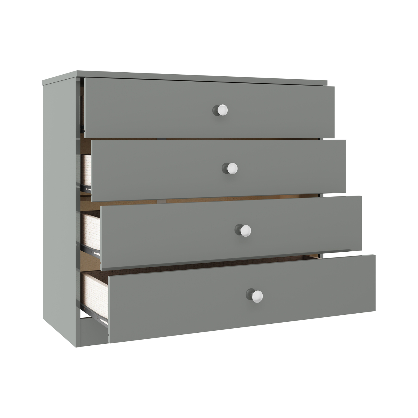 Denver 4 Drawer Chest – Grey Gloss, Stylish Bedroom Storage