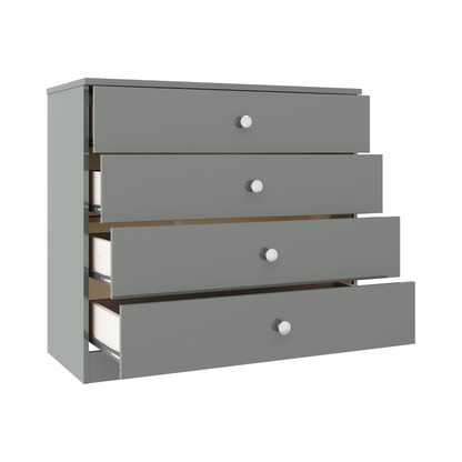 Denver 4 Drawer Chest – Grey Gloss, Stylish Bedroom Storage