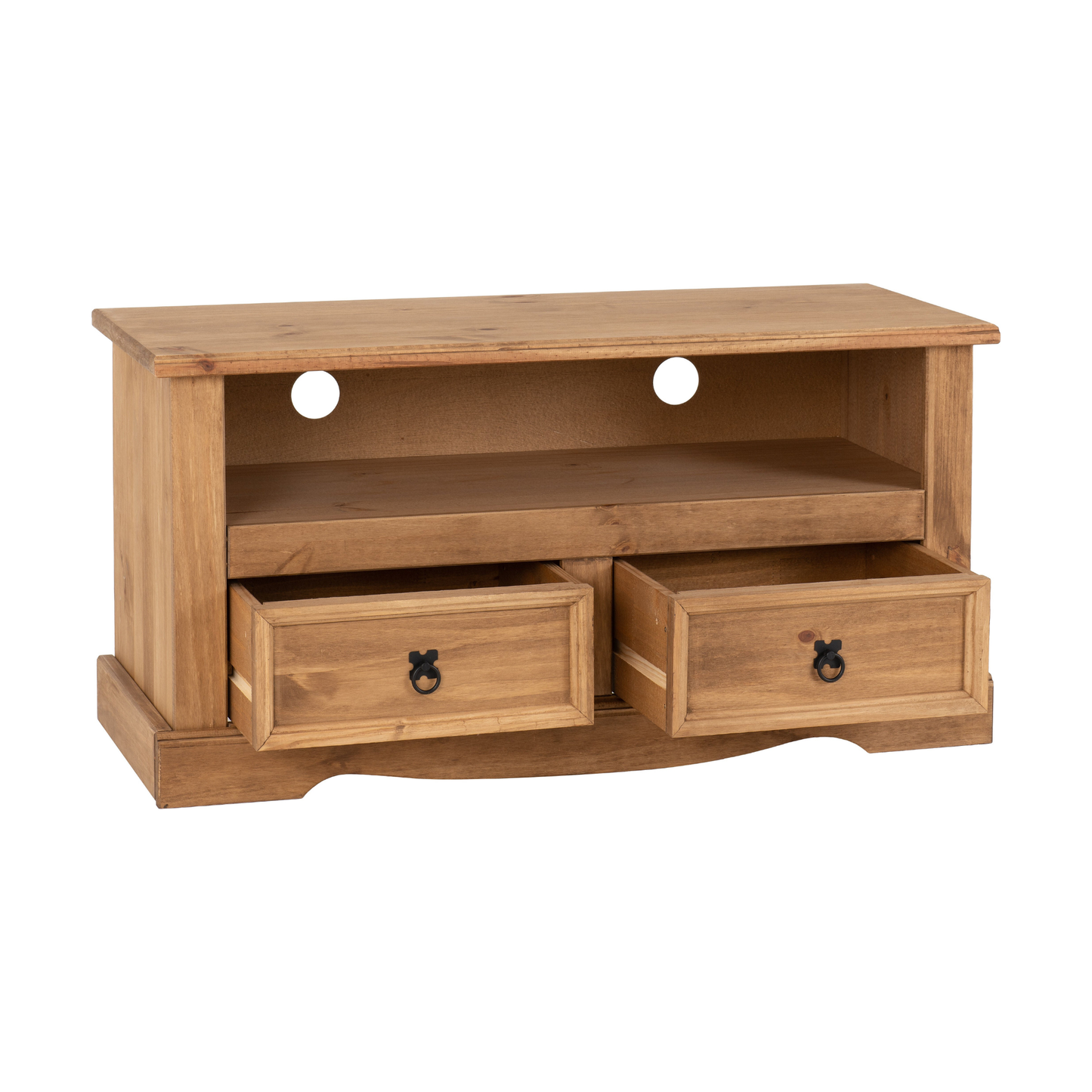 Corona 2 Drawer TV Unit - Distressed Waxed Pine