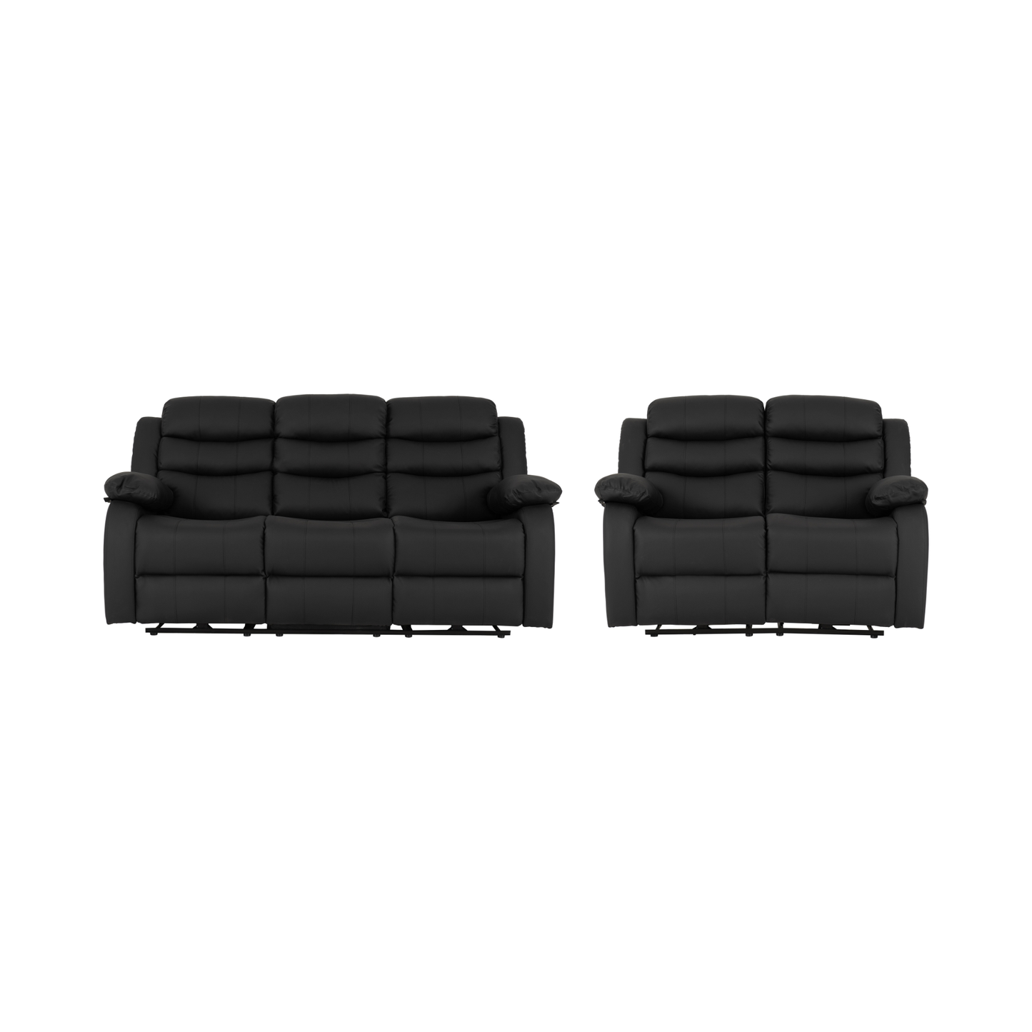 Roma 3+2 Electric Recliner Suite - Black Faux Leather