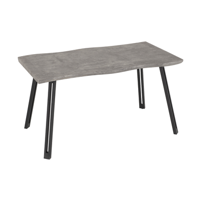 Quebec Wave Edge Dining Set - Concrete Effect/Grey Faux Leather
