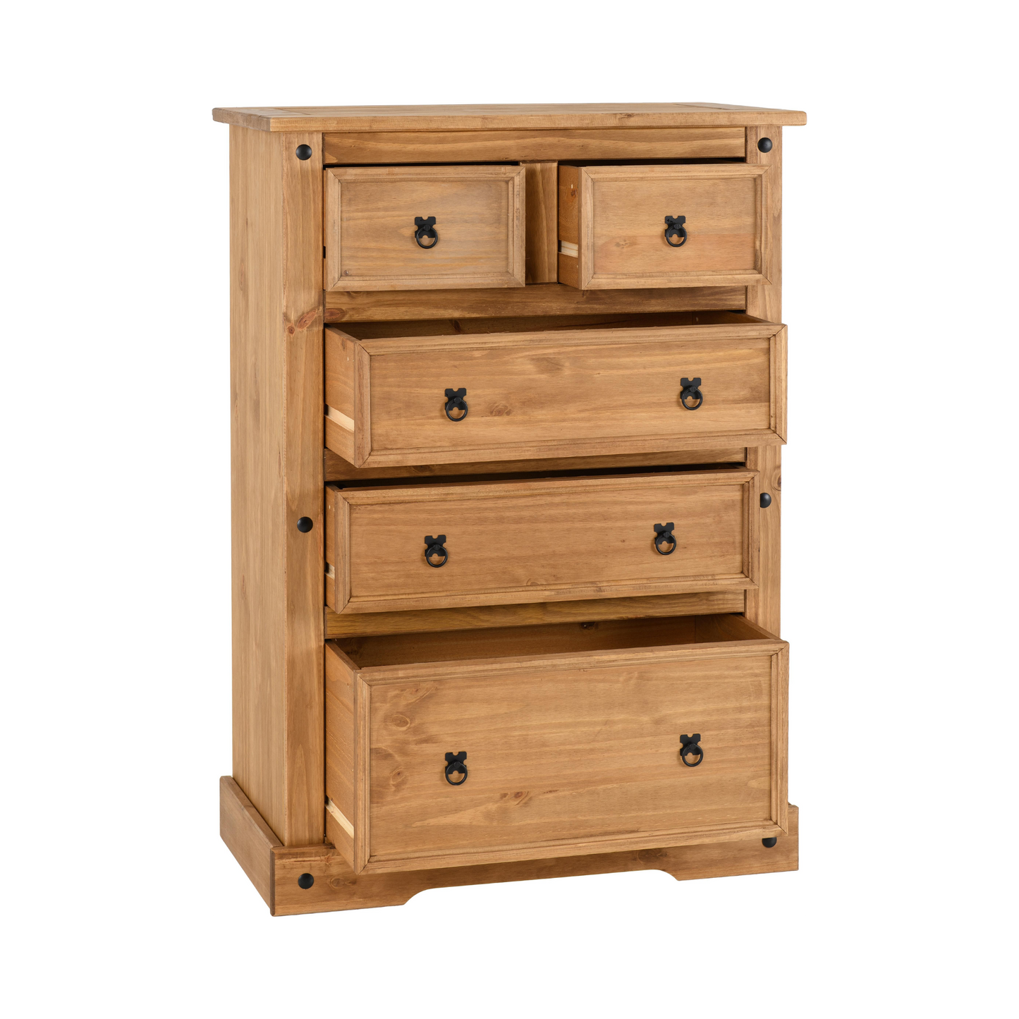 Corona 3+2 Drawer Chest – Distressed Waxed Pine, Rustic Storage