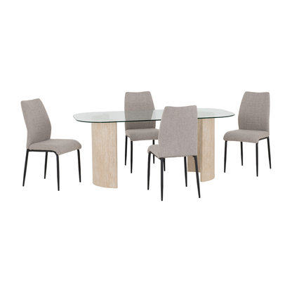 Modena & Chilton Dining Set - Cream/Grey Fabric (4 Chairs)