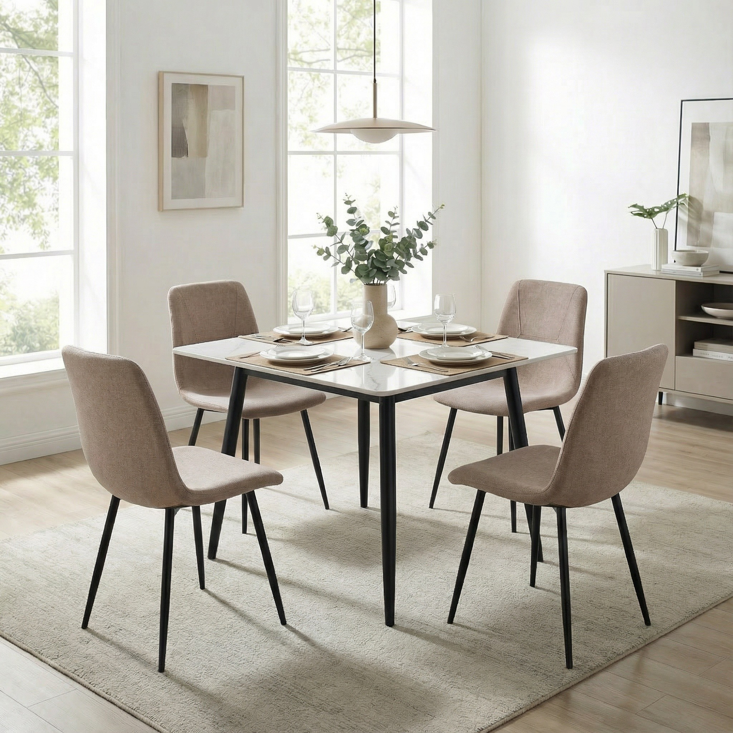 Nova Sintered Stone Dining Table – 70x70cm Cream Marble
