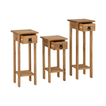 Corona 3x Plant Stands – Distressed Waxed Pine