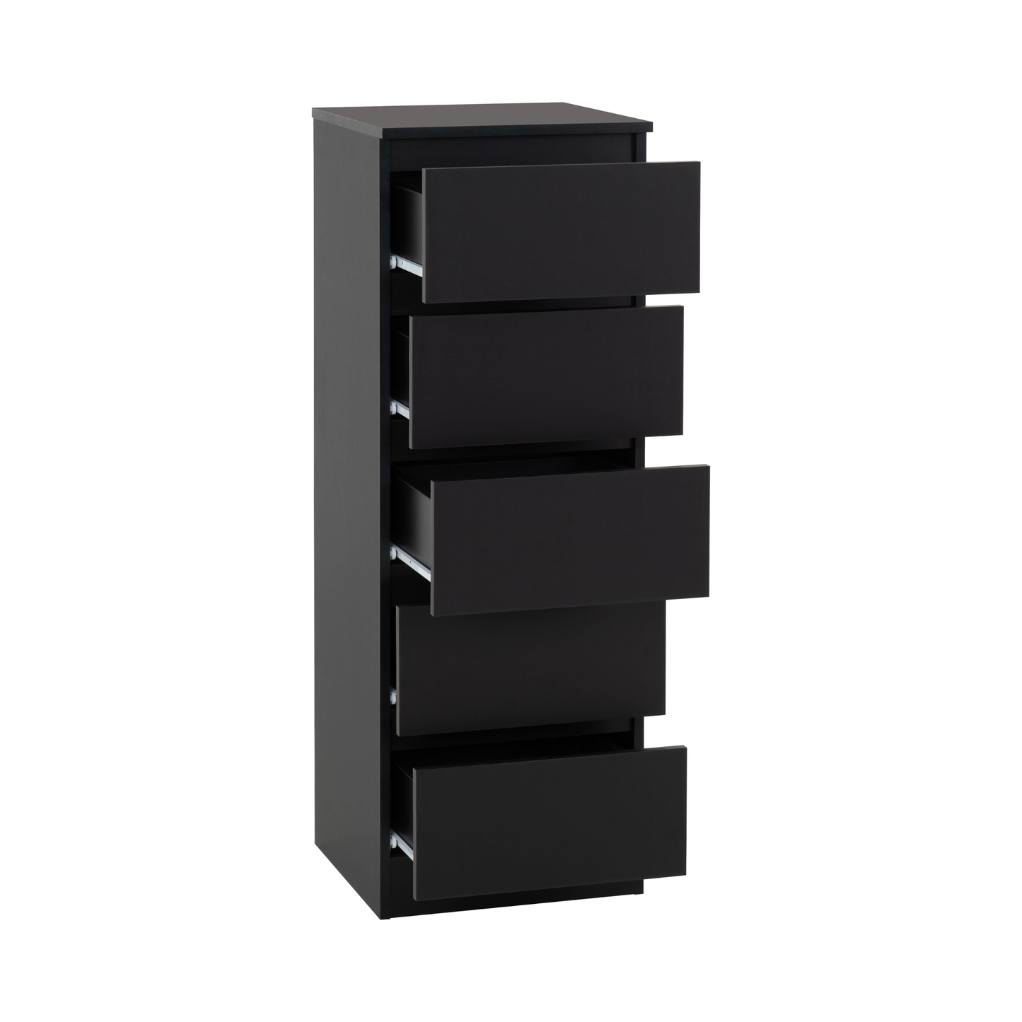 Malvern 5 Drawer Narrow Chest - Black