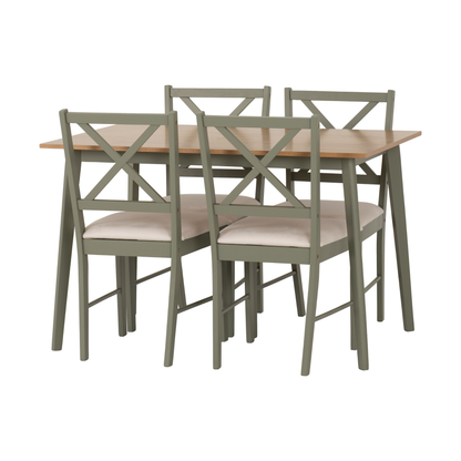 Balfour 1+4 Dining Set - Sage Green, Oak Effect & Mink Microsuede