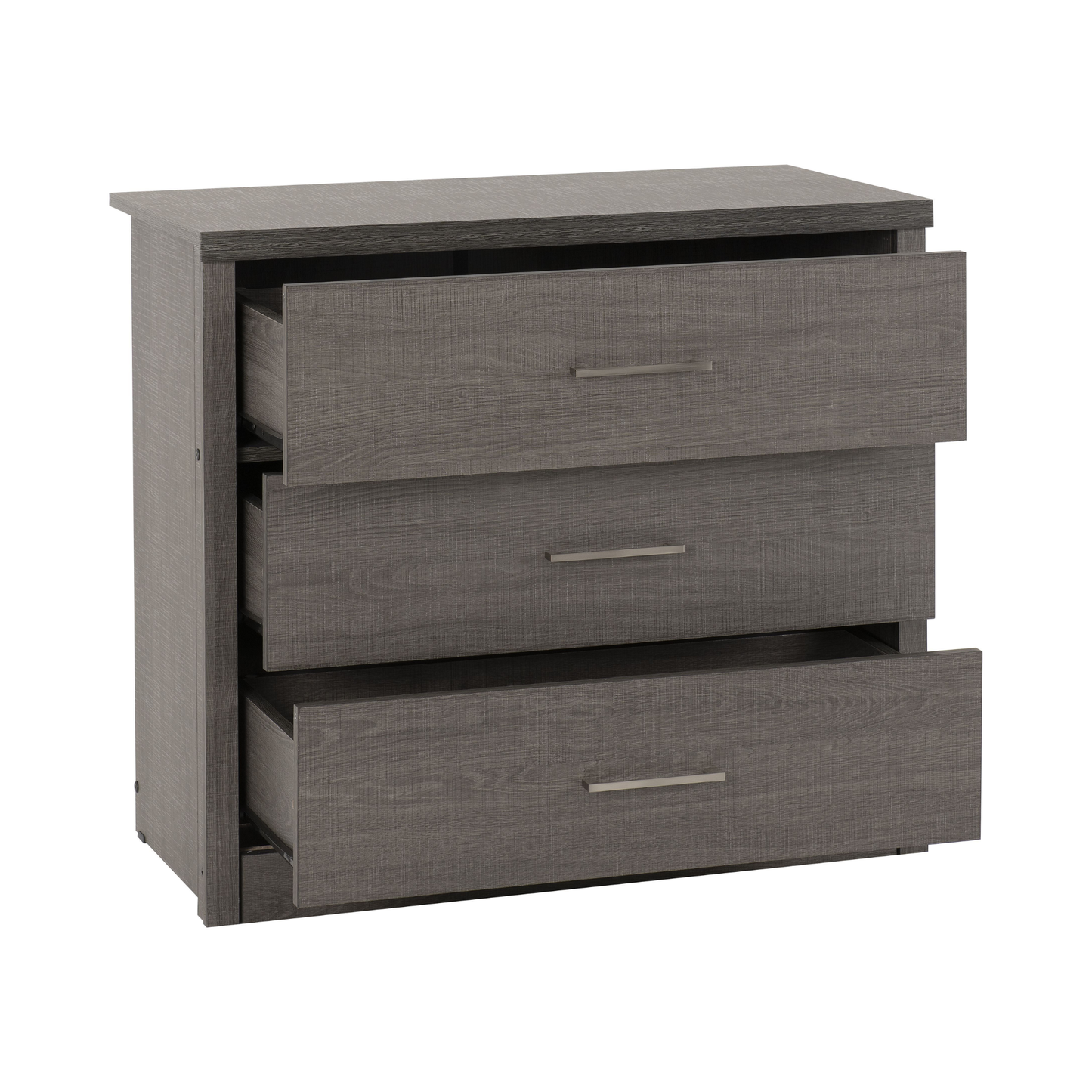 Lisbon 3 Drawer Chest – Black Wood Grain, Modern Storage Solution