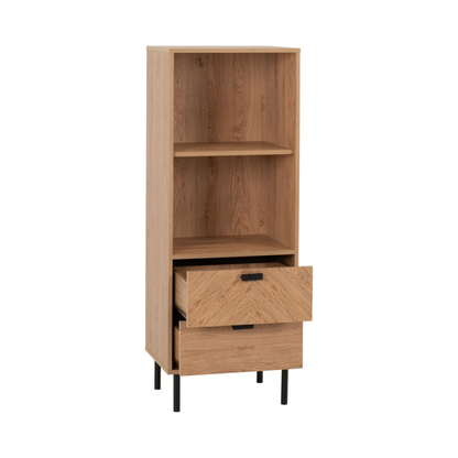 Leon 2 Drawer 2 Shelf Cabinet – Medium Oak Storage Unit