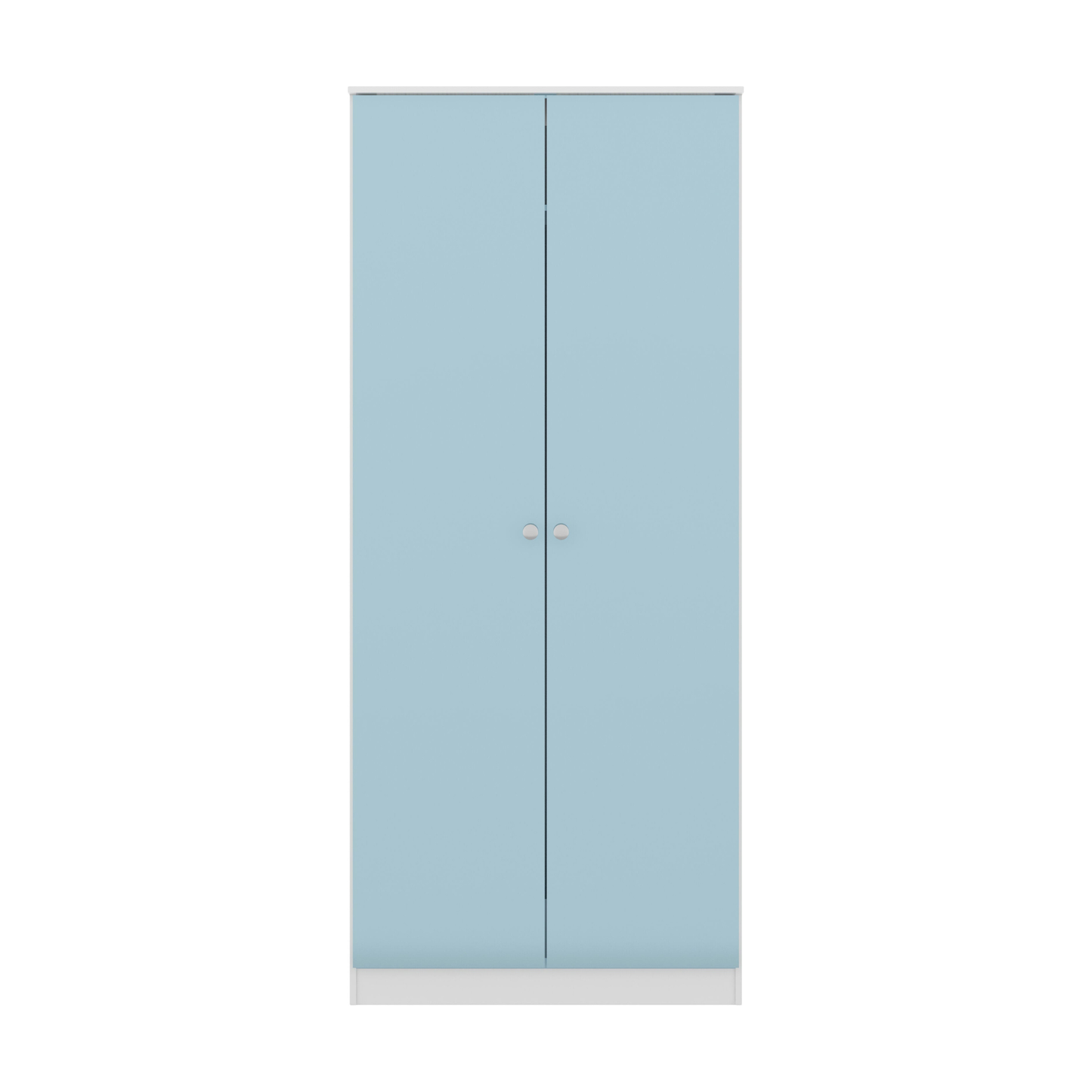 Denver Trio Set White/Blue Gloss Wardrobe Chest & Bedside