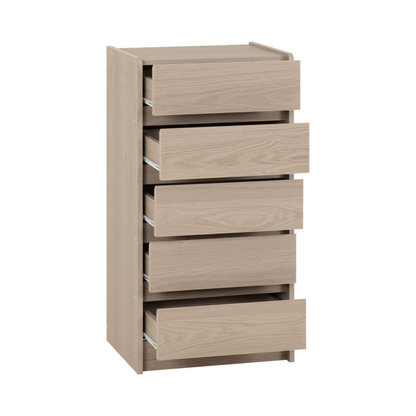 Paris 5 Drawer Chest - Smoked Ash Effect